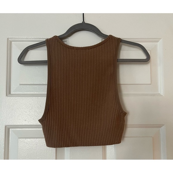 12th Tribe- Kyle Ribbed Crop Top (Mocha) - Picture 4 of 4